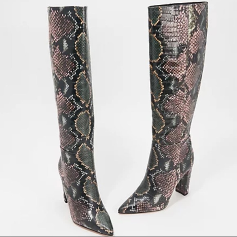 New Sam Edelman Raakel Snake Print Leather Boots